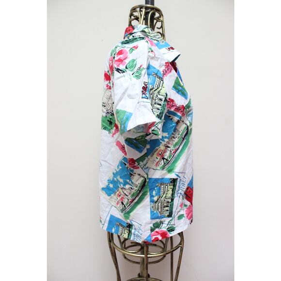 Reformation White Oahu Italy Postcard Travel Button Down Shirt Size Small - Picture 3 of 7